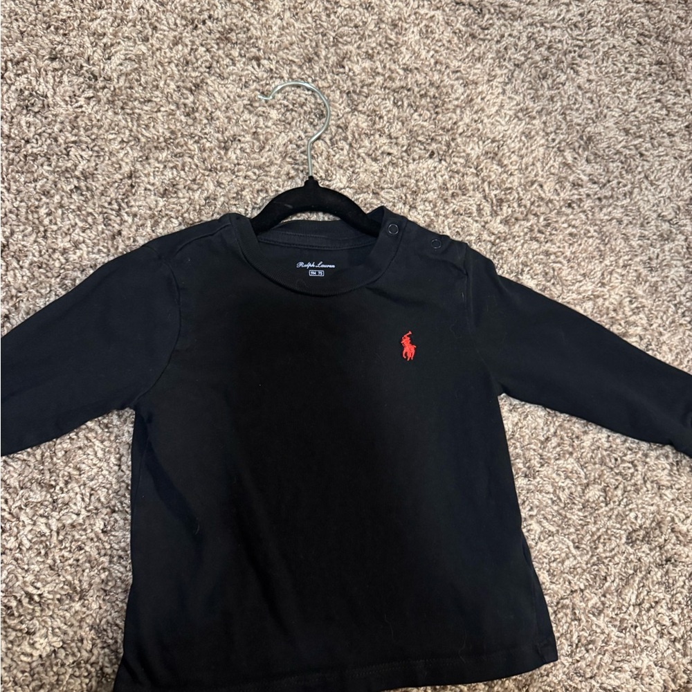 Polo by Ralph Lauren Black Long-Sleeve Tee with Red Pony